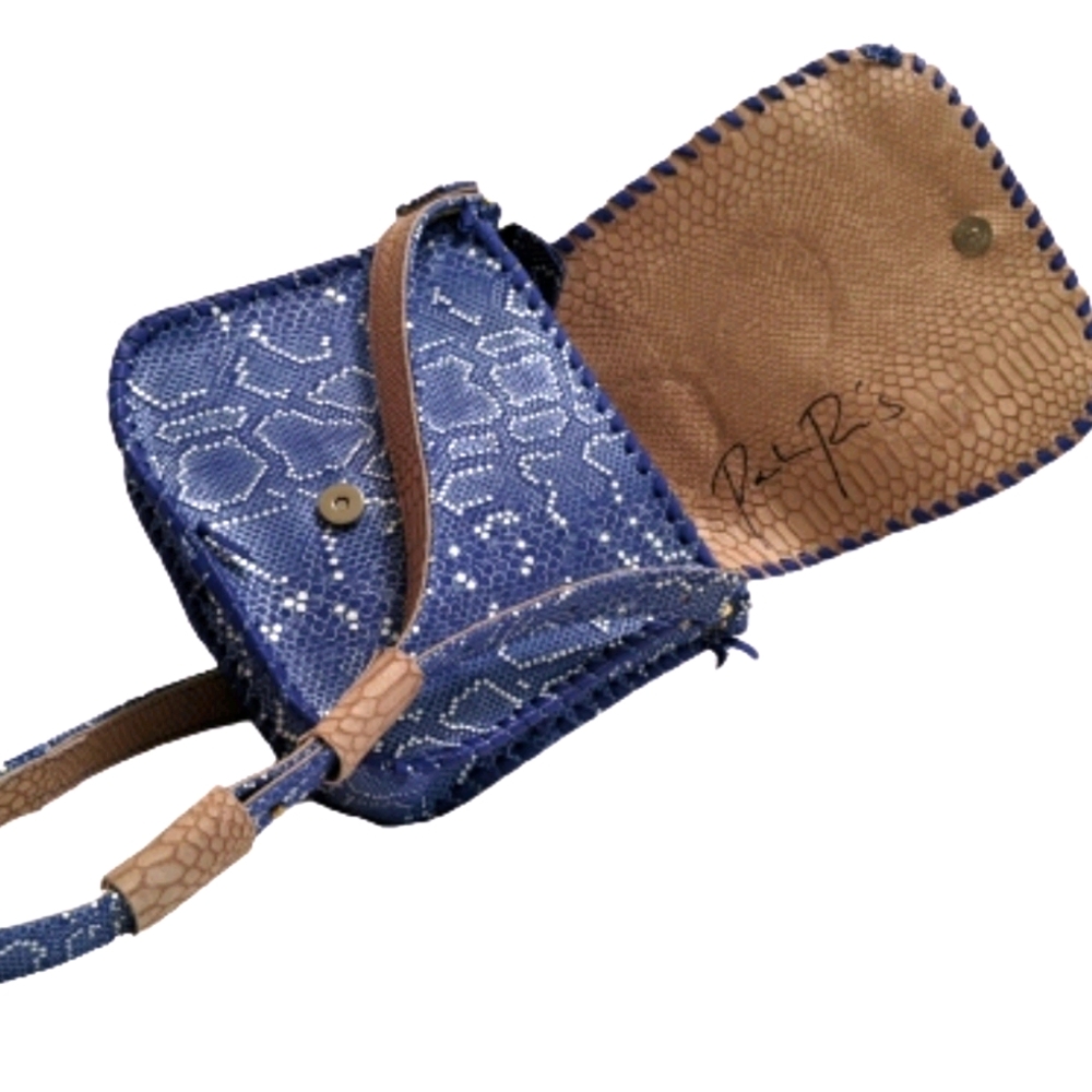Genuine leather crossbody bag snake print
